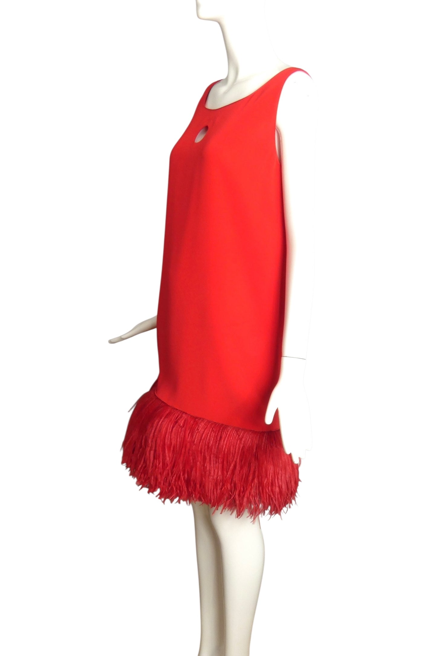PIERRE CARDIN (HAUTE COUTURE)-2008 Red Crepe Trapeze Dress, Size-6