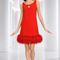 PIERRE CARDIN - 2008 Red Crepe Trapeze Dress, Size-6