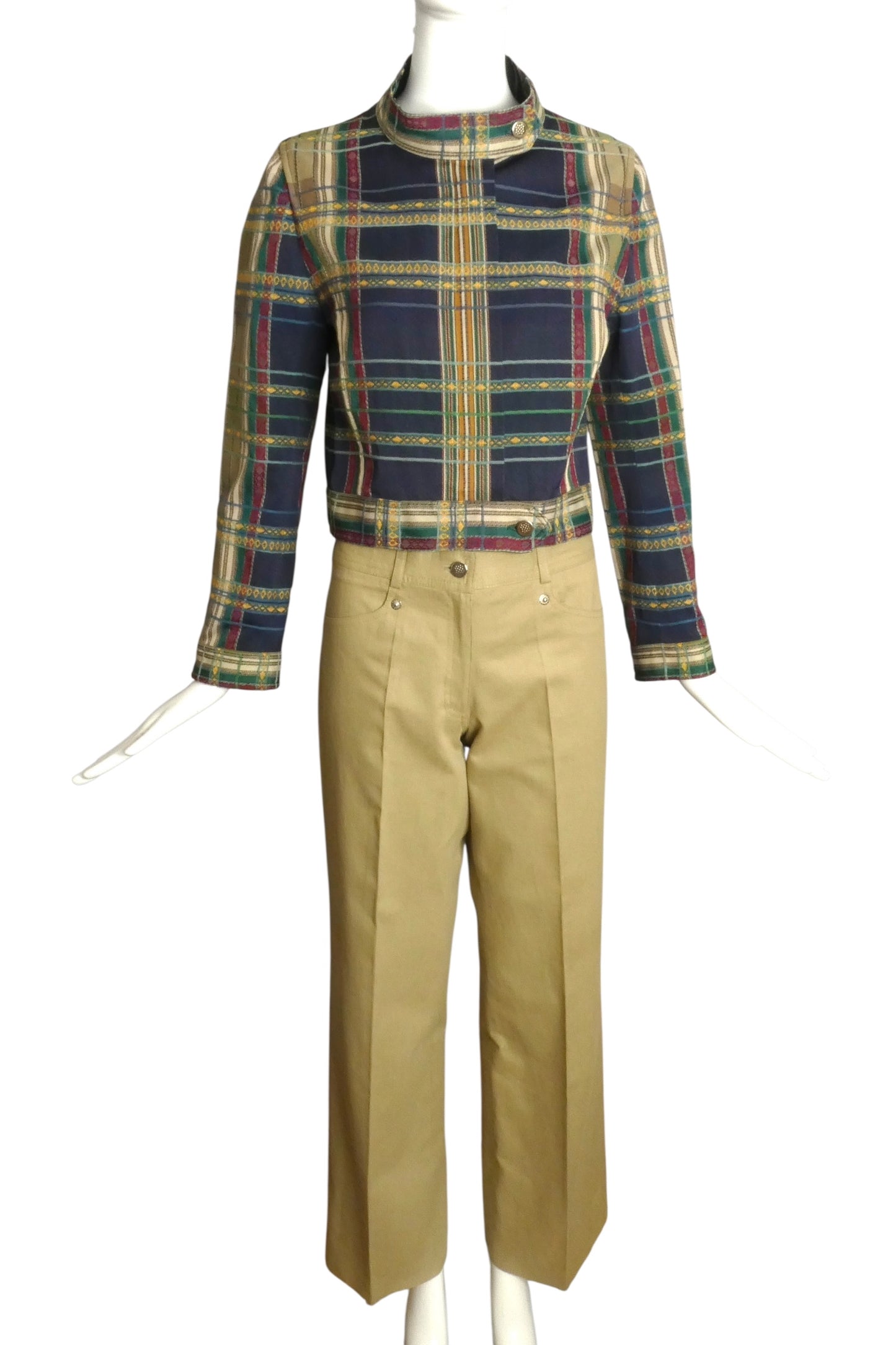 PIERRE CARDIN BOUTIQUE-1997 Cotton Brocade & Twill Pant Suit, Size-6