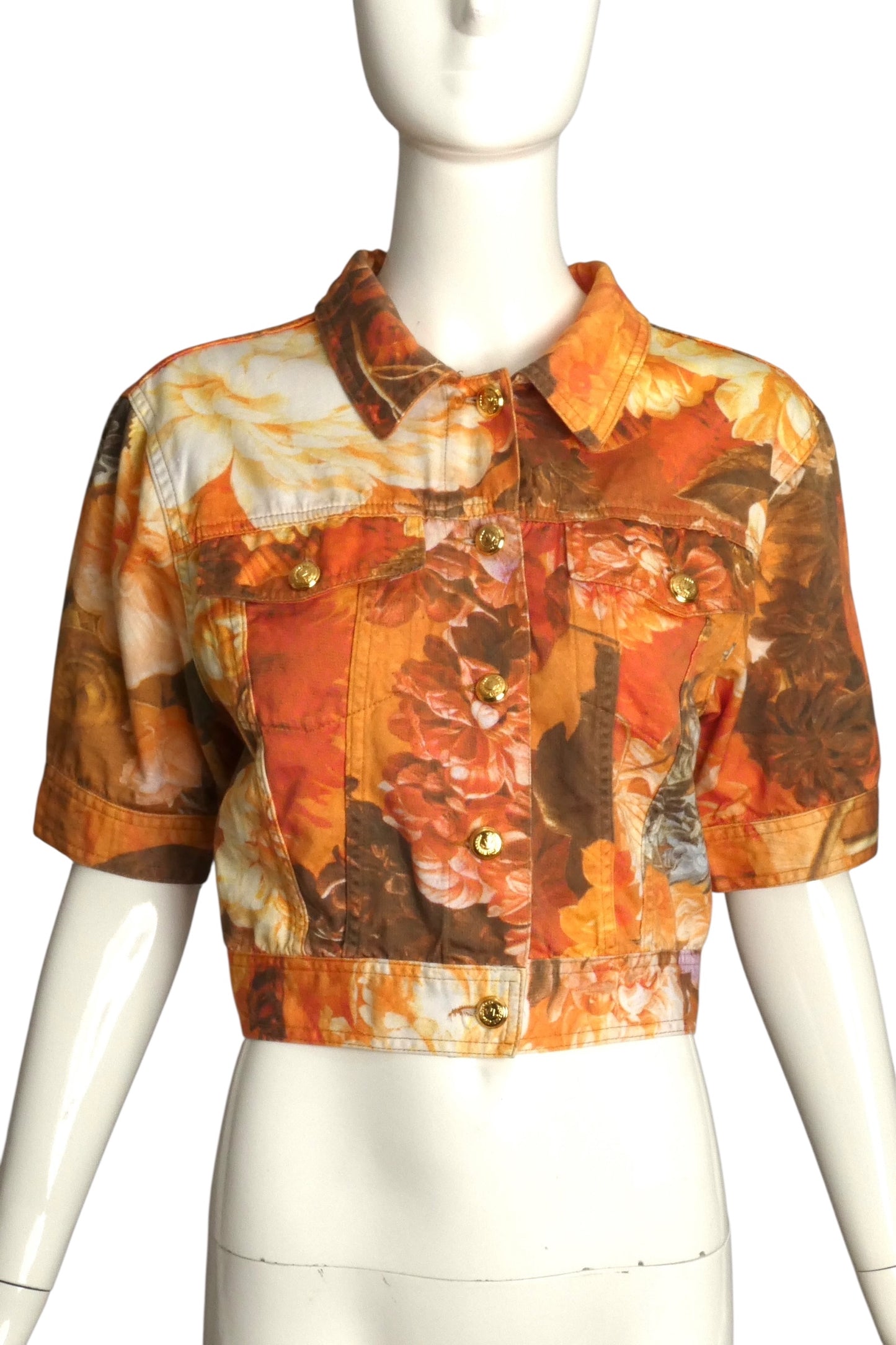 MOSCHINO JEANS- 1990s Floral Cotton S/S Jacket, Size 10