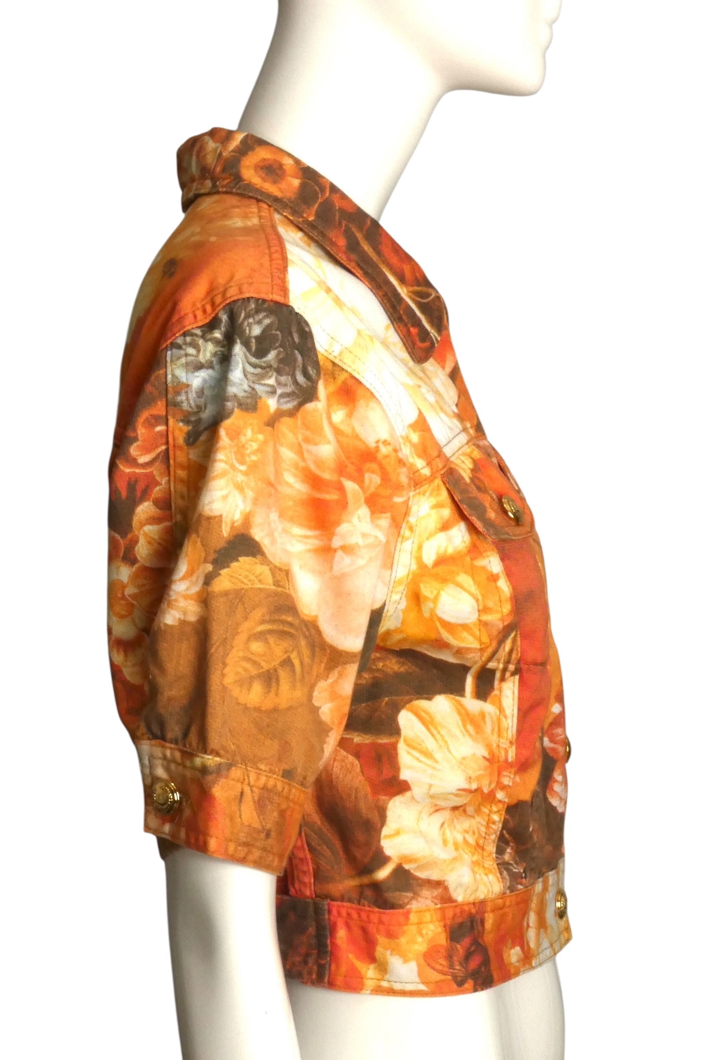 MOSCHINO JEANS- 1990s Floral Cotton S/S Jacket, Size 10