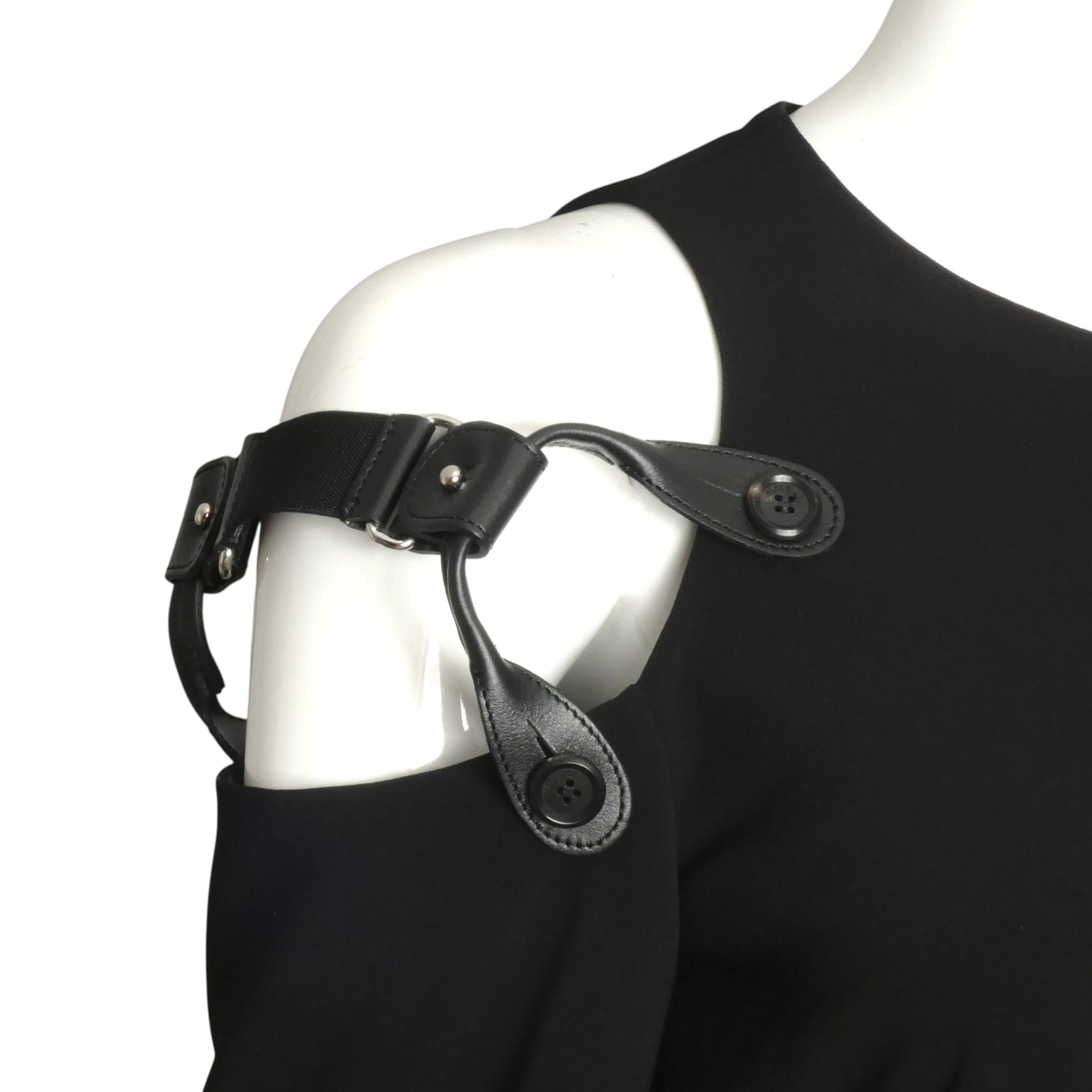 MOSCHINO COUTURE- NWT 2018 Black Crepe Suspender Dress, Size 8
