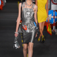 MOSCHINO COUTURE- NWT 2016 Silver Metallic Overall Dress, Size 2
