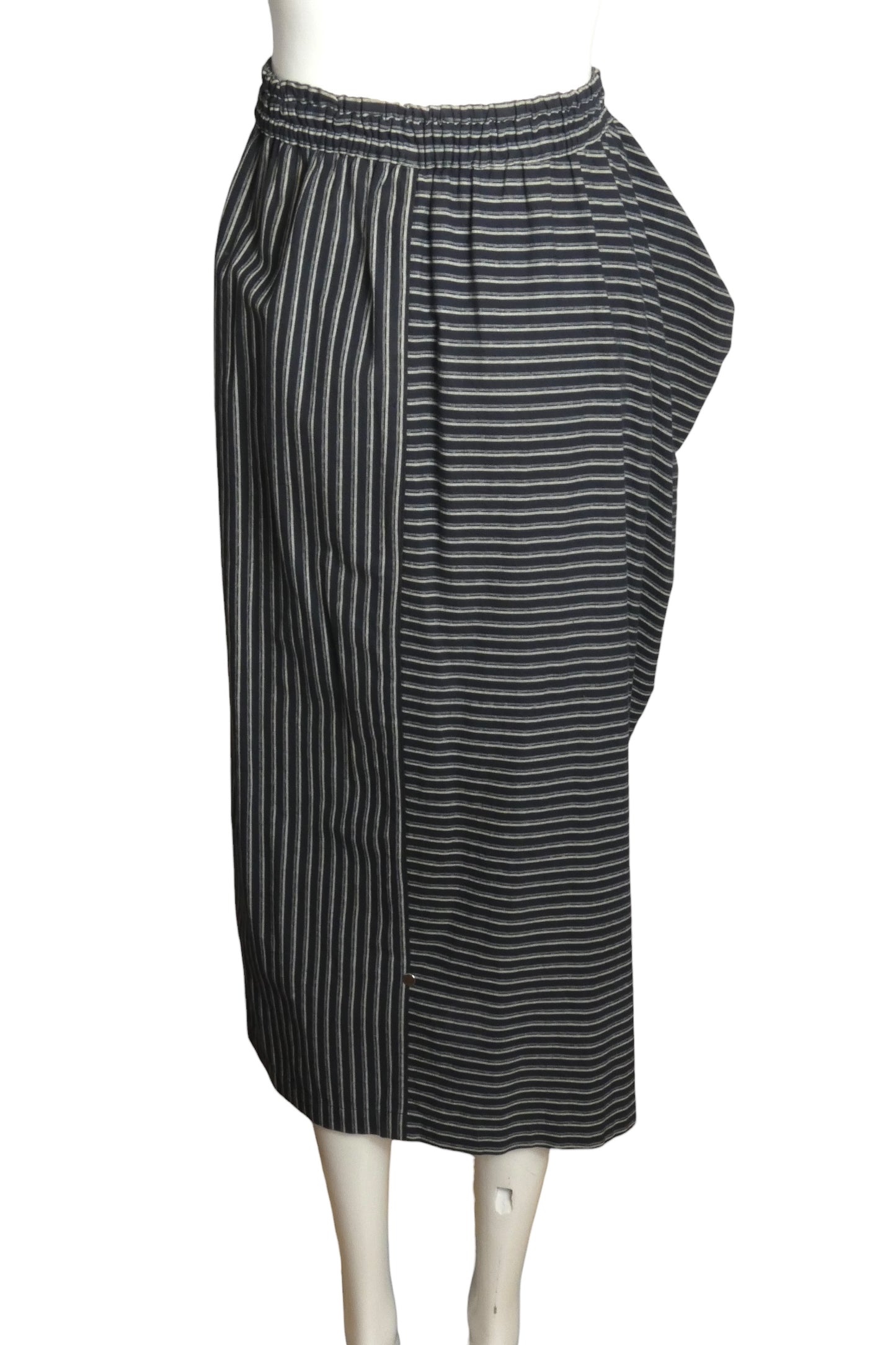 ISSEY MIYAKE- 1981 3pc Striped Cotton Skirt Ensemble, Size 8