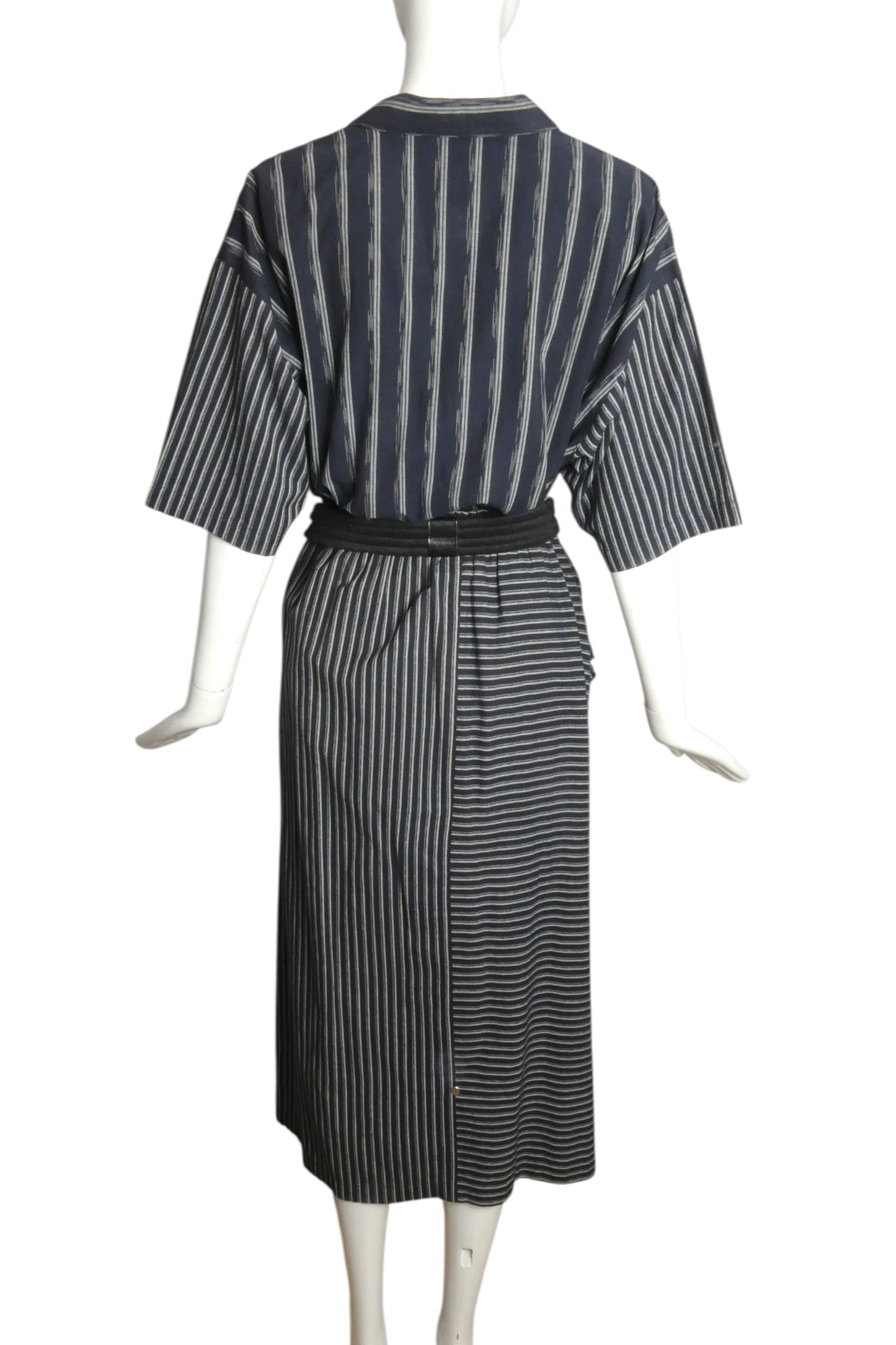 ISSEY MIYAKE- 1981 3pc Striped Cotton Skirt Ensemble, Size 8