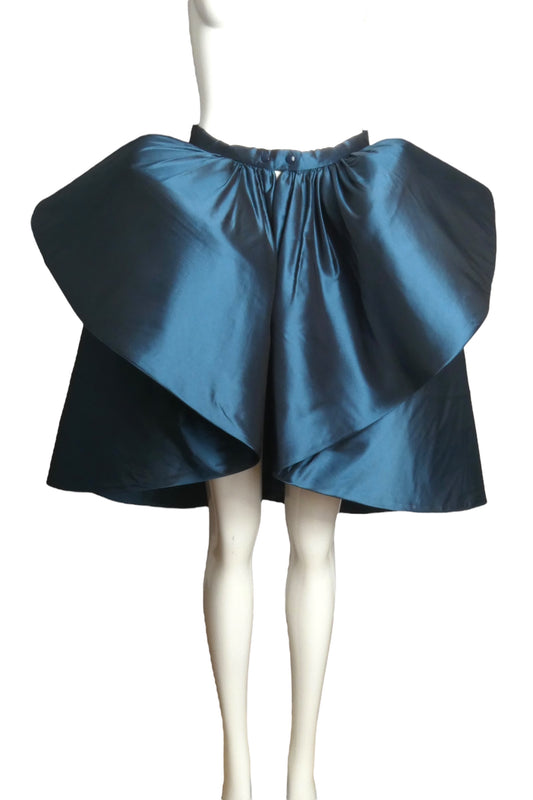 PIERRE CARDIN BOUTIQUE-2012 Blue Taffeta Ruffle Overskirt, Size-4