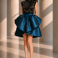 PIERRE CARDIN - 2012 Blue Taffeta Ruffle Overskirt, Size-4
