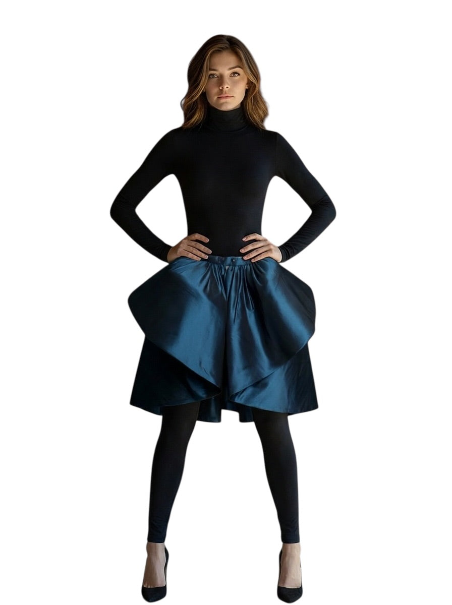 2012 Blue Taffeta Ruffle Overskirt, Size-4
