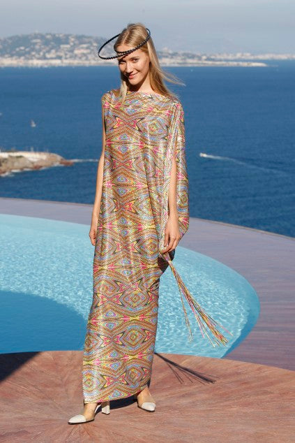 PIERRE CARDIN (HAUTE COUTURE) -2009 Printed Hologram Knit Dress, Size 6/8