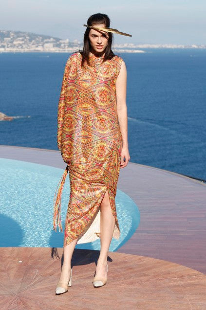 PIERRE CARDIN  -2009 Printed Hologram Knit Dress, Size 8/10