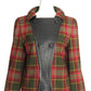 PIERRE CARDIN Boutique-1997 Plaid Wool & Leather Jacket, Size-6