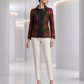PIERRE CARDIN - 1996 Plaid Wool & Leather Jacket, Size-6