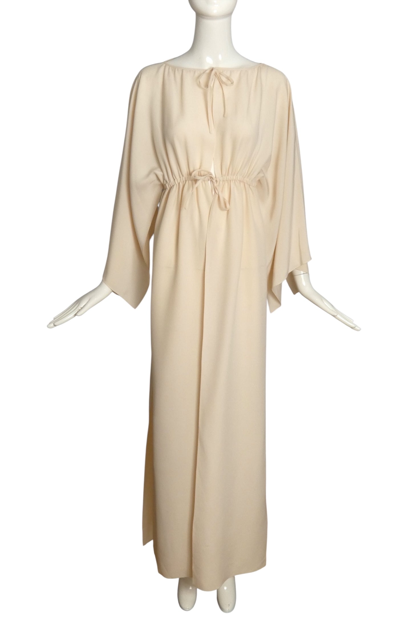 PIERRE CARDIN -2000 Ivory Crepe Hostess Coat , Size 6