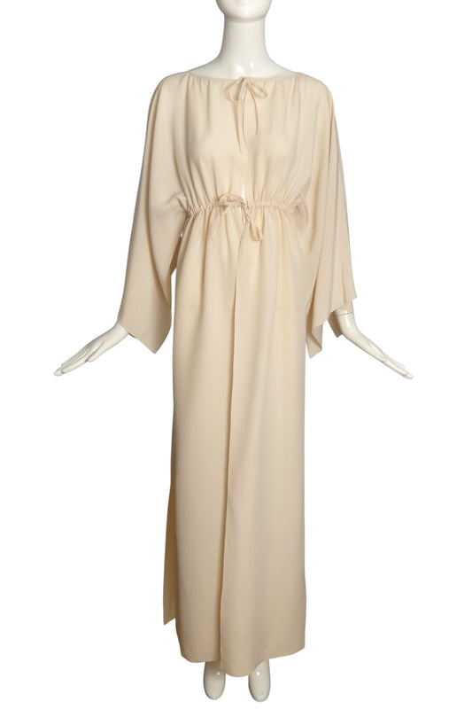 PIERRE CARDIN -2000 Ivory Crepe Hostess Coat , Size 6