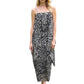 2000 Black & White Printed Chiffon Evening Dress, Size 8