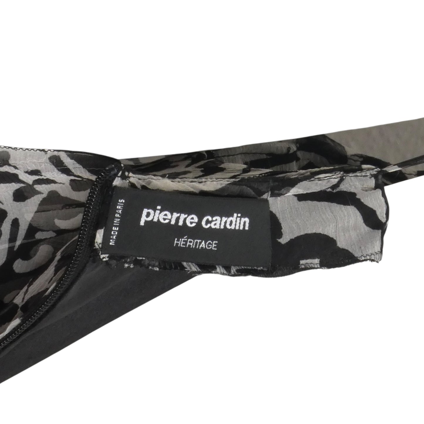 PIERRE CARDIN -2000 Black & White Printed Chiffon Evening Dress, Size 8