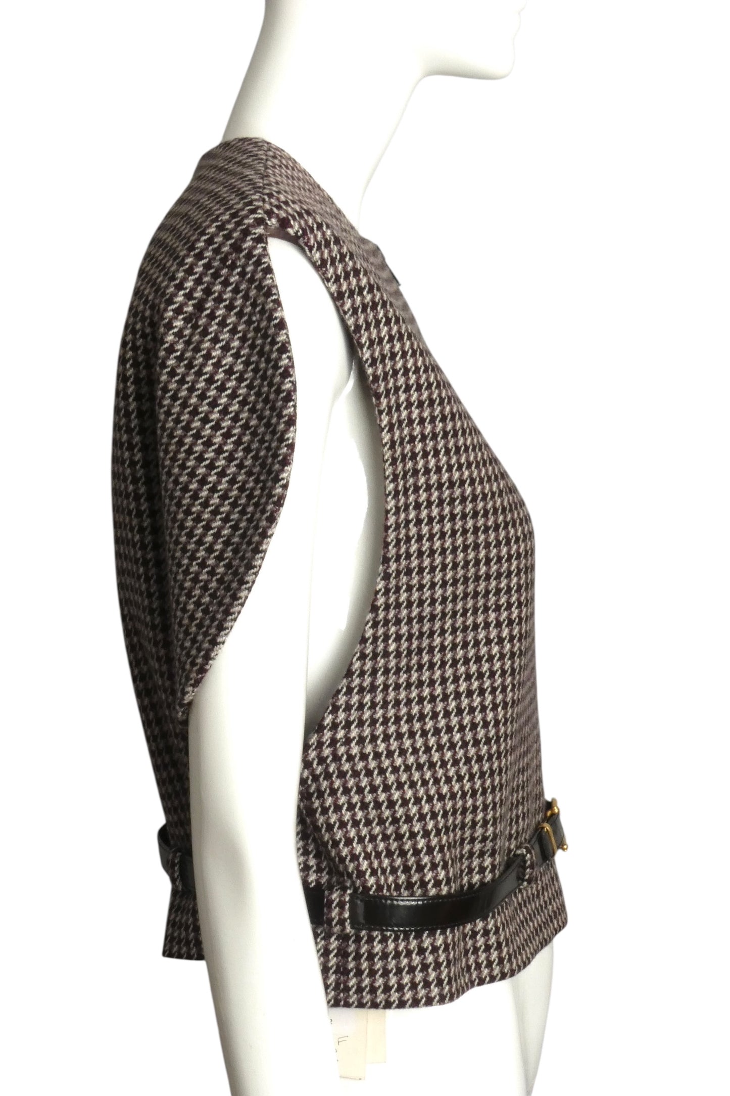 PIERRE CARDIN (HAUTE COUTURE)-1998 Brown Wool Houndstooth Vest, Size-6