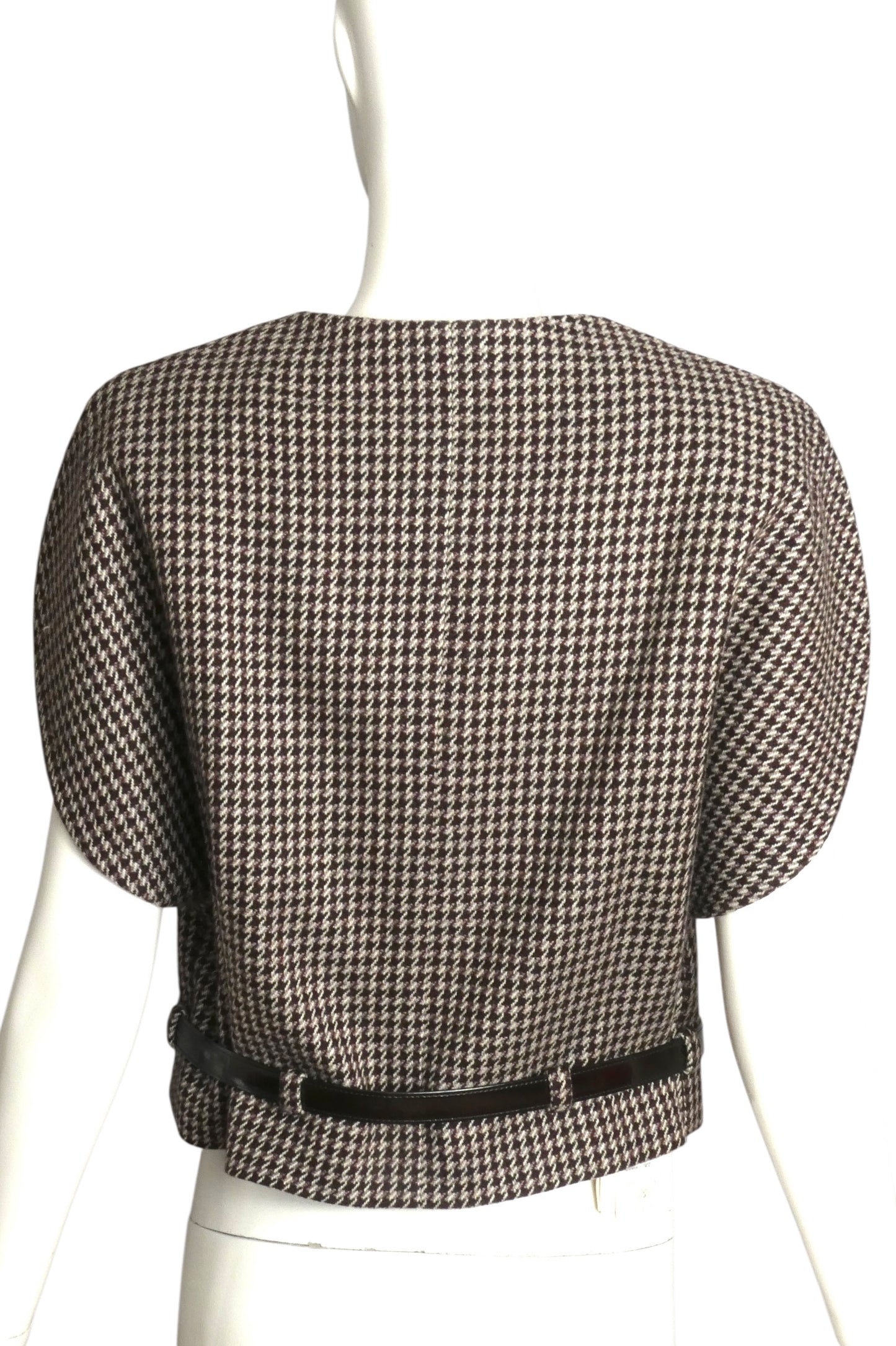 PIERRE CARDIN (HAUTE COUTURE)-1998 Brown Wool Houndstooth Vest, Size-6
