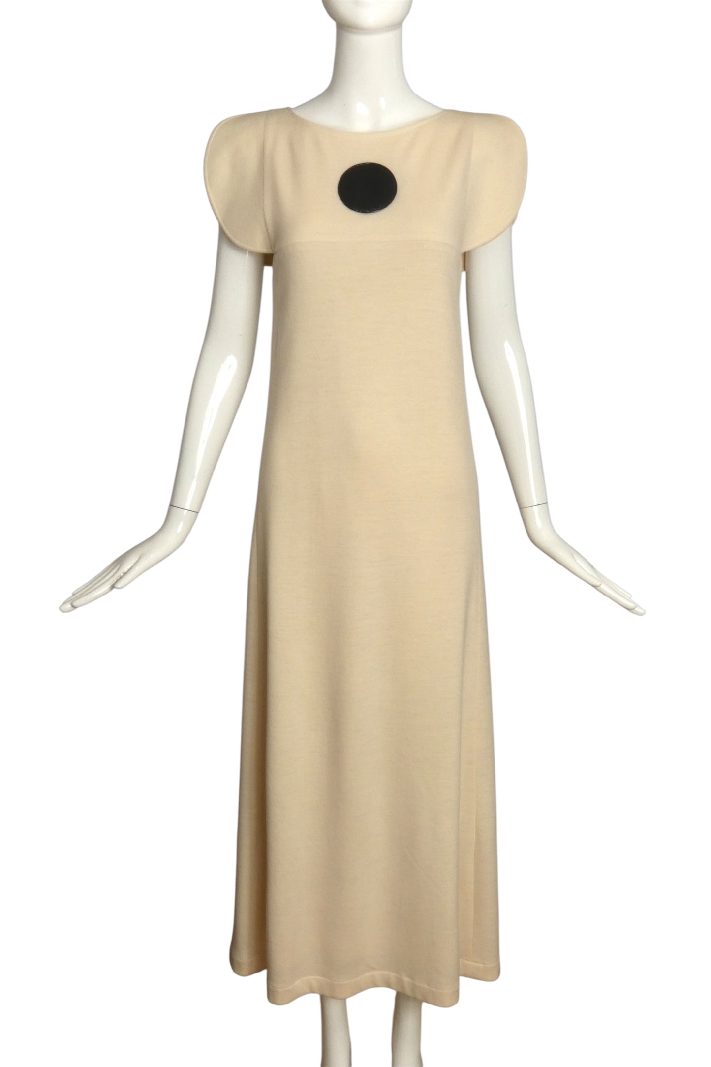 PIERRE CARDIN (HAUTE COUTURE)-2009 Ivory Wool Knit Maxi Dress, Size 4