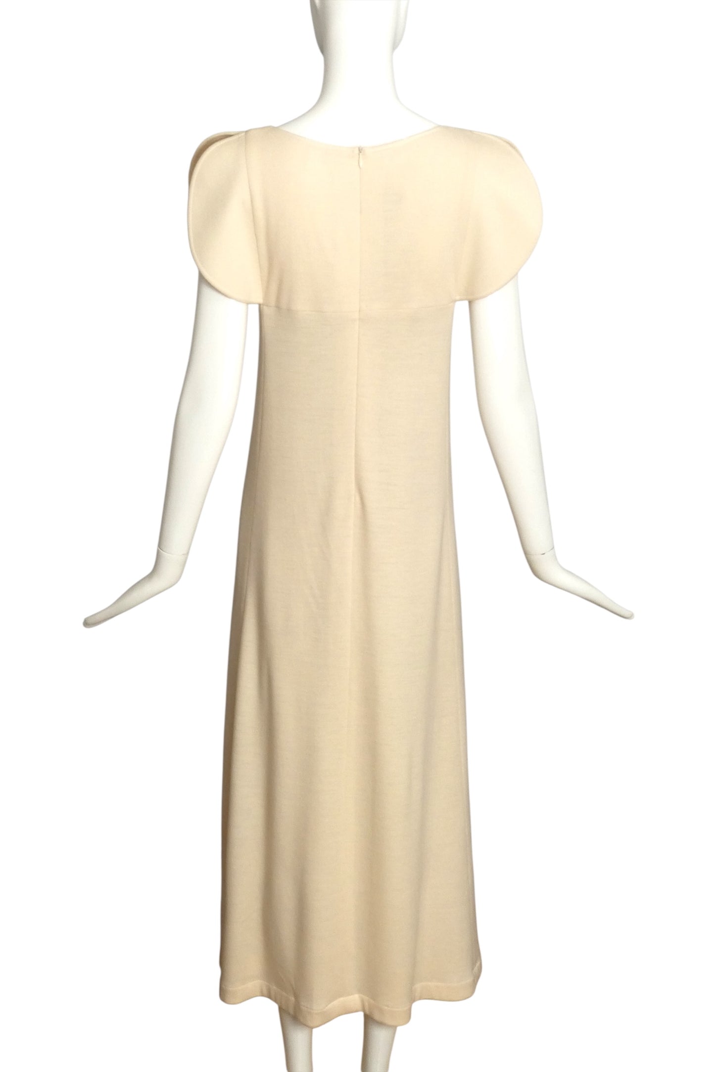 PIERRE CARDIN (HAUTE COUTURE)-2009 Ivory Wool Knit Maxi Dress, Size 4