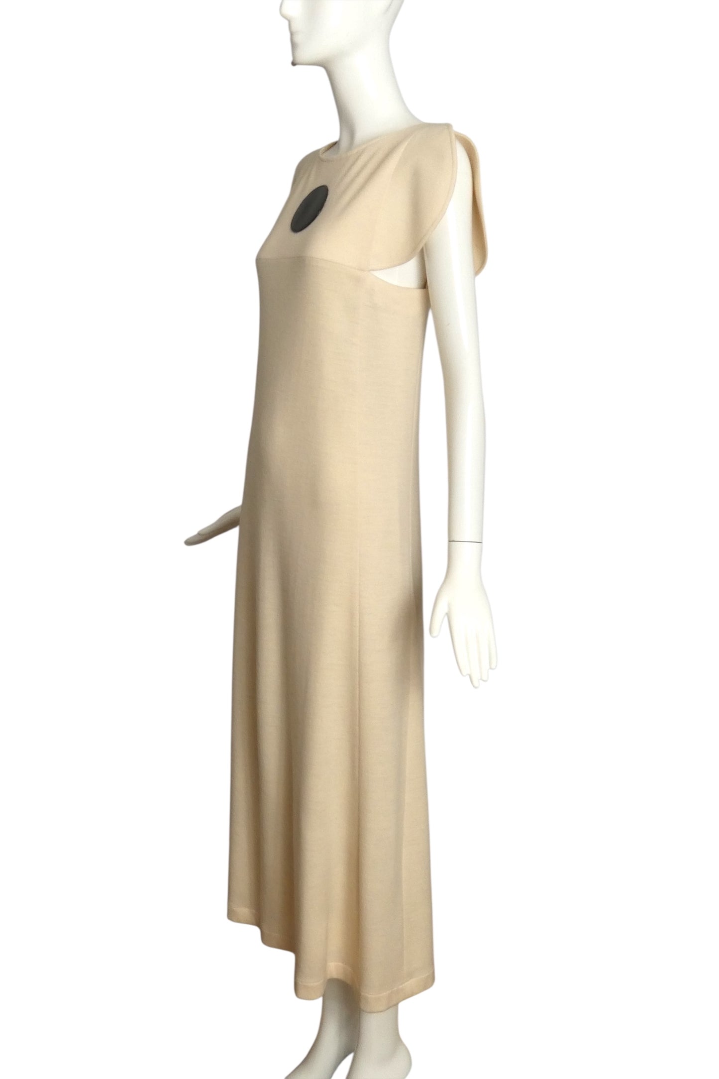 PIERRE CARDIN (HAUTE COUTURE)-2009 Ivory Wool Knit Maxi Dress, Size 4