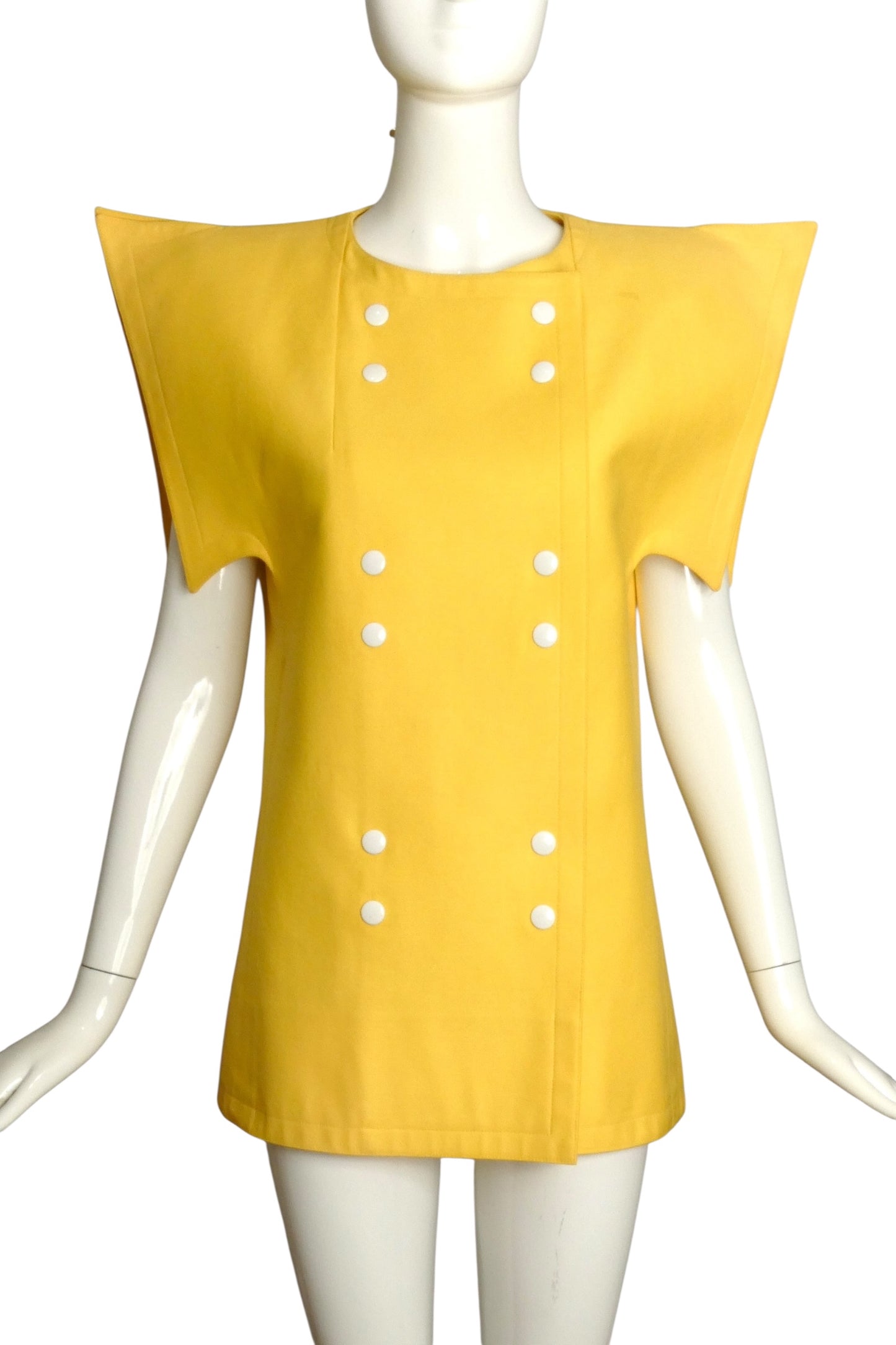 PIERRE CARDIN- 1994 Yellow Cotton Twill Vest, Size 6