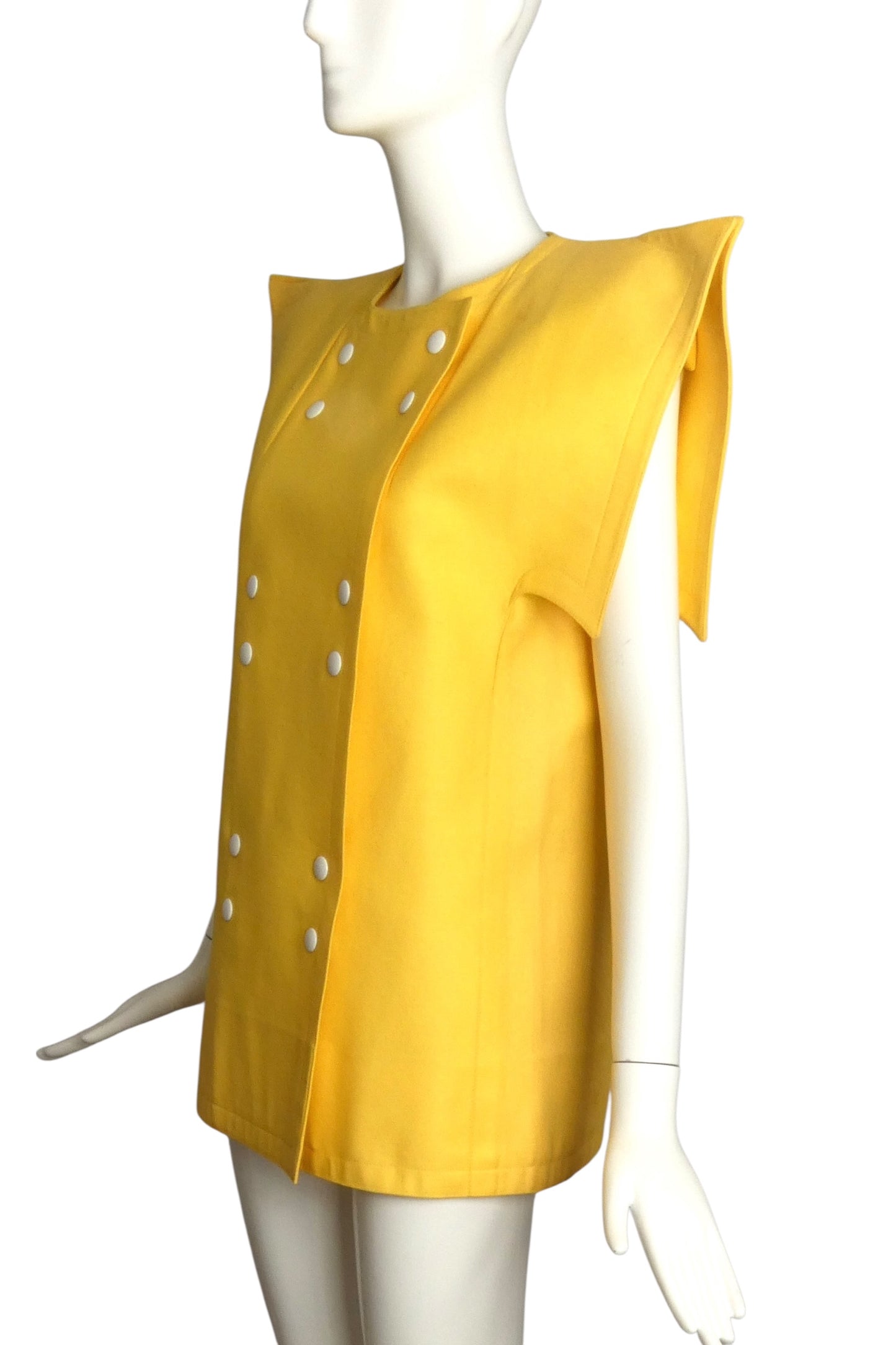 PIERRE CARDIN- 1994 Yellow Cotton Twill Vest, Size 6