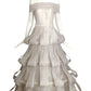 PIERRE CARDIN (HAUTE COUTURE)- 2000 White Organza Tiered Wedding Gown, Size 8