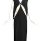 PIERRE CARDIN-1998 Black & Ivory Crepe Evening Dress, Size 8