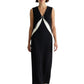 1998 Black & Ivory Crepe Evening Dress, Size 8