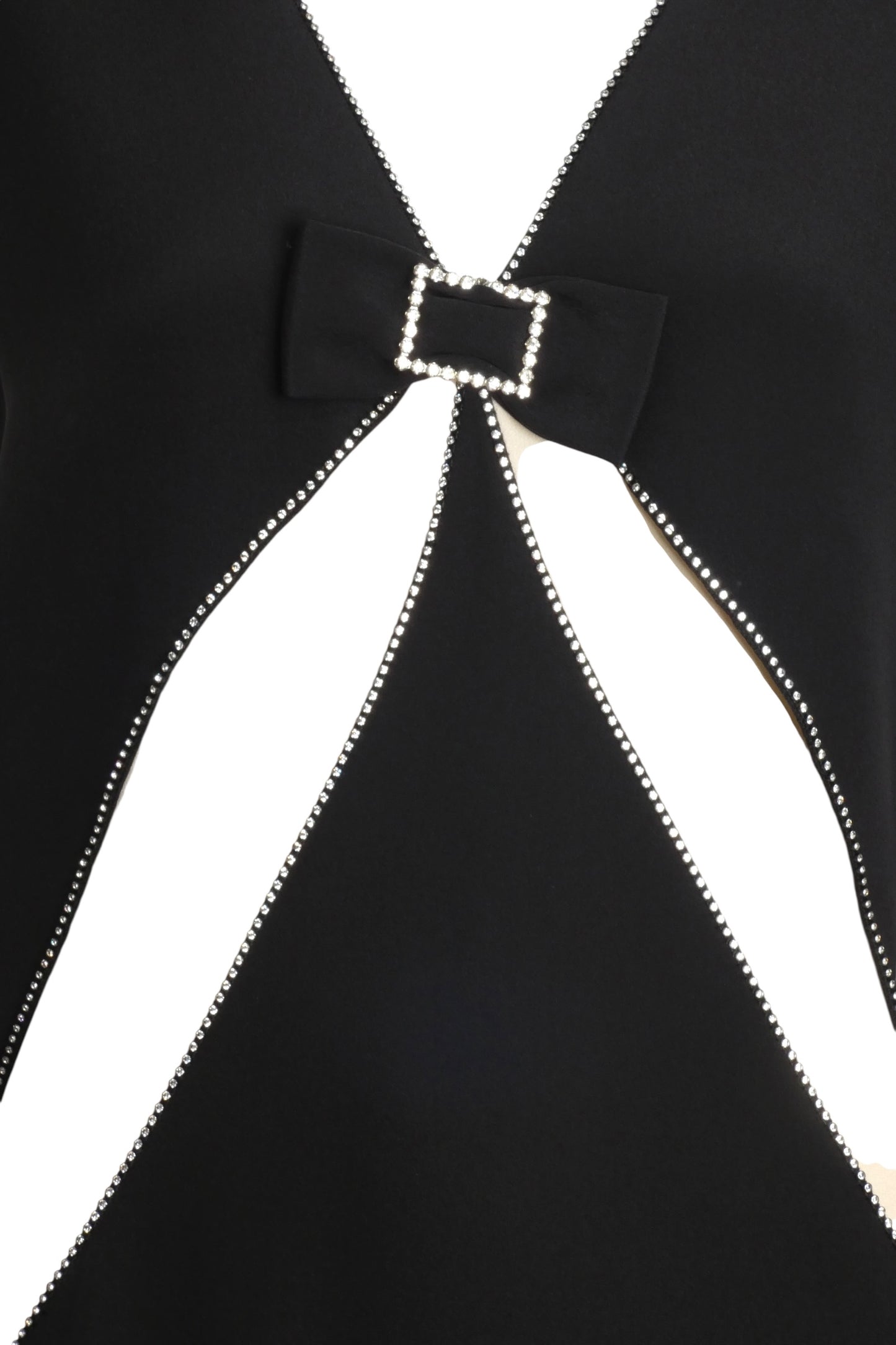 PIERRE CARDIN-1998 Black & Ivory Crepe Evening Dress, Size 8