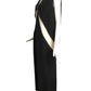 PIERRE CARDIN-1998 Black & Ivory Crepe Evening Dress, Size 8