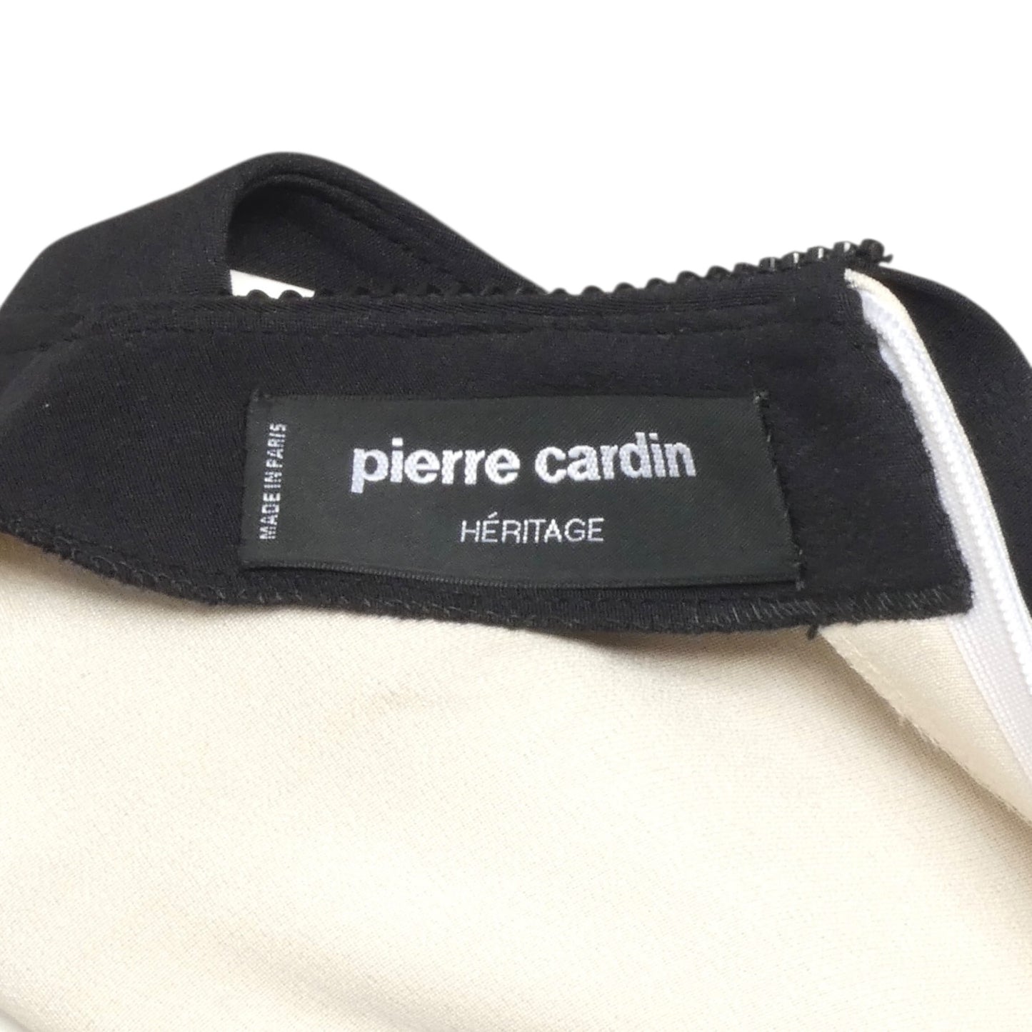 PIERRE CARDIN-1998 Black & Ivory Crepe Evening Dress, Size 8