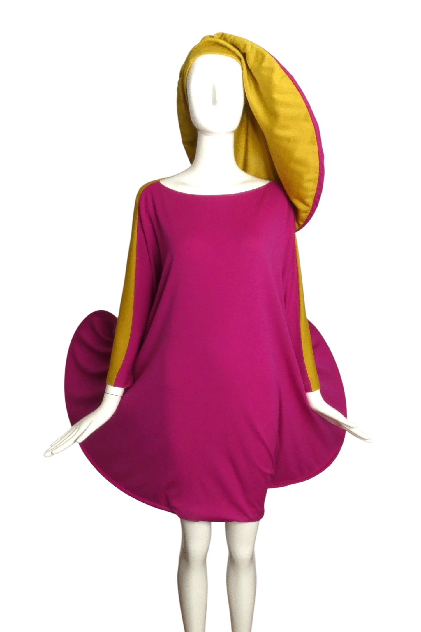 PIERRE CARDIN (HAUTE COUTURE)-2009 Color Block Wool Hoop Dress & Hat, Size 6/8