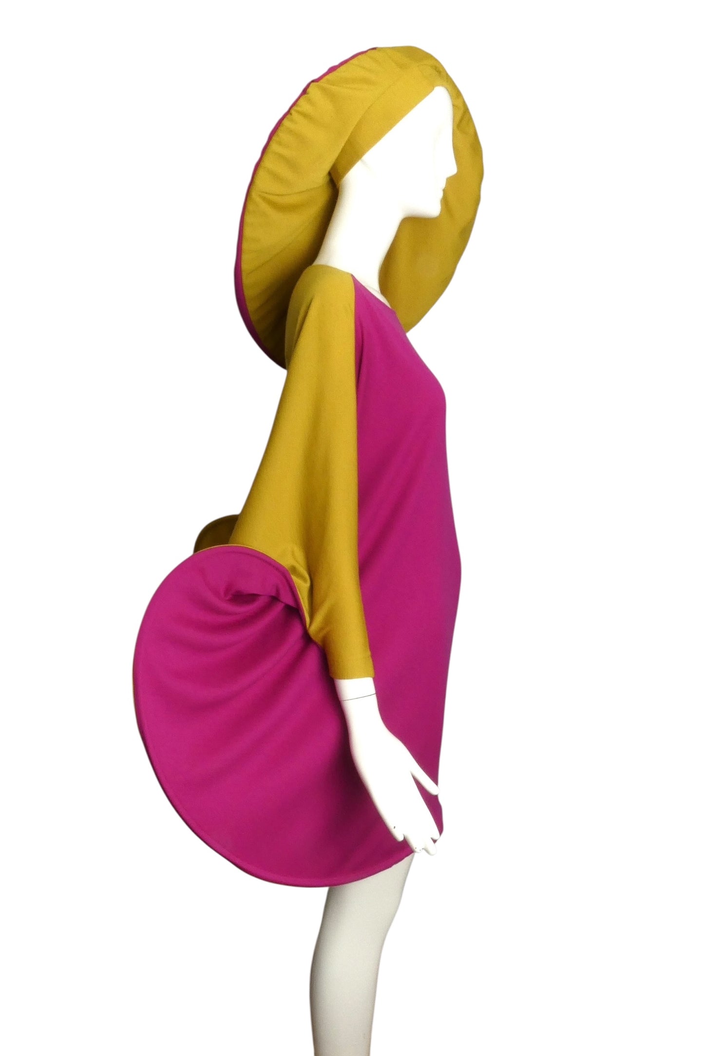 PIERRE CARDIN (HAUTE COUTURE)-2009 Color Block Wool Hoop Dress & Hat, Size 6/8