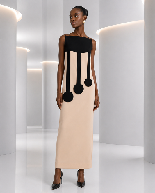 PIERRE CARDIN - 2008 Silk Crepe Maxi Dress, Size-6