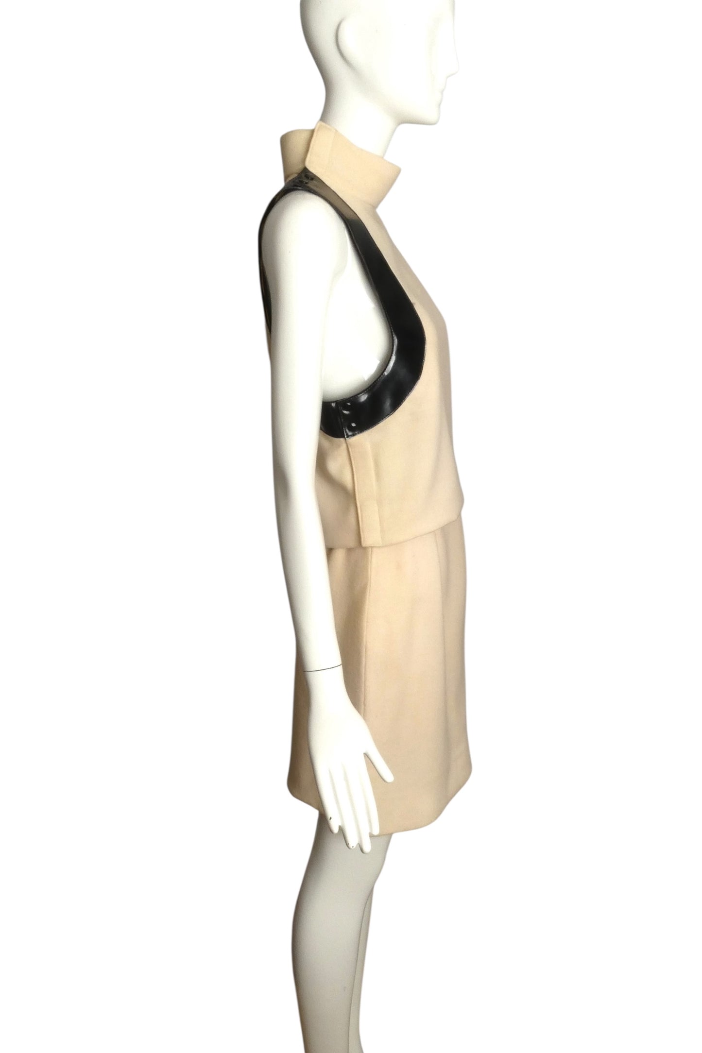 PIERRE CARDIN (HAUTE COUTURE)-2009 2pc Wool & Patent Ensemble, Size-4