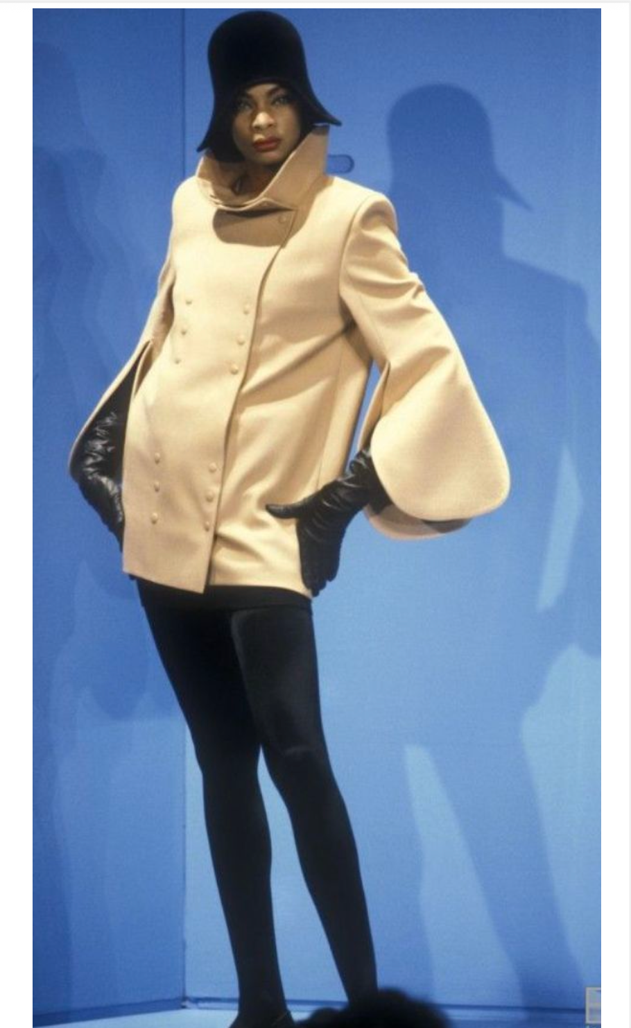 PIERRE CARDIN (HAUTE COUTURE)-1991 Beige Wool Sculpted Jacket, Size-8