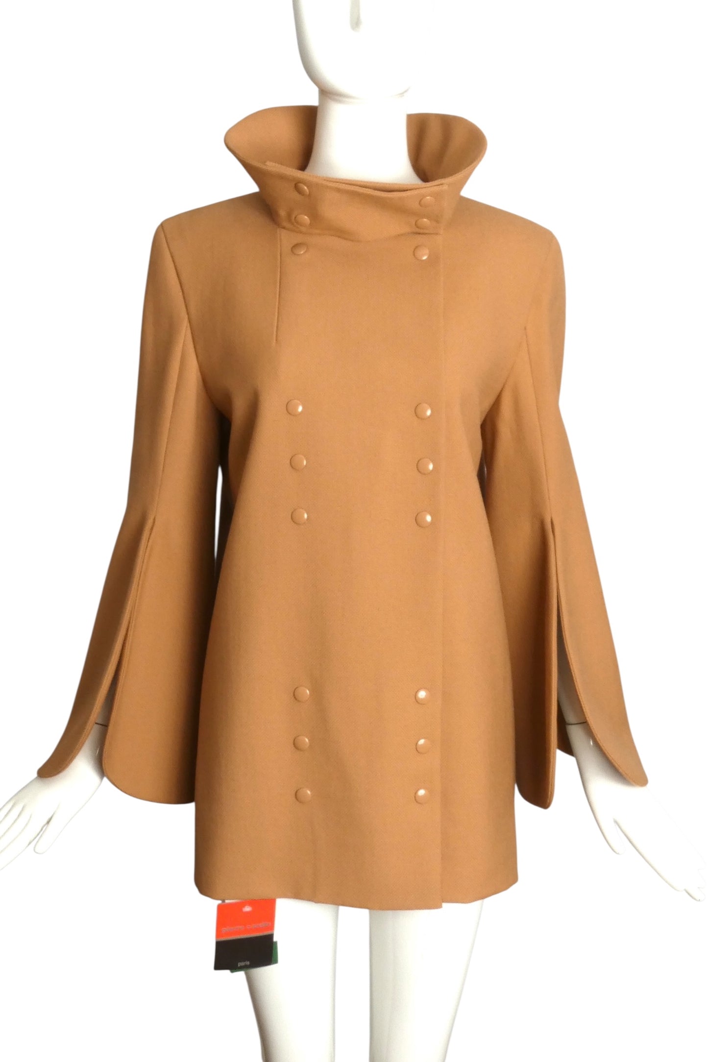 PIERRE CARDIN (HAUTE COUTURE)-1991 Beige Wool Sculpted Jacket, Size-8