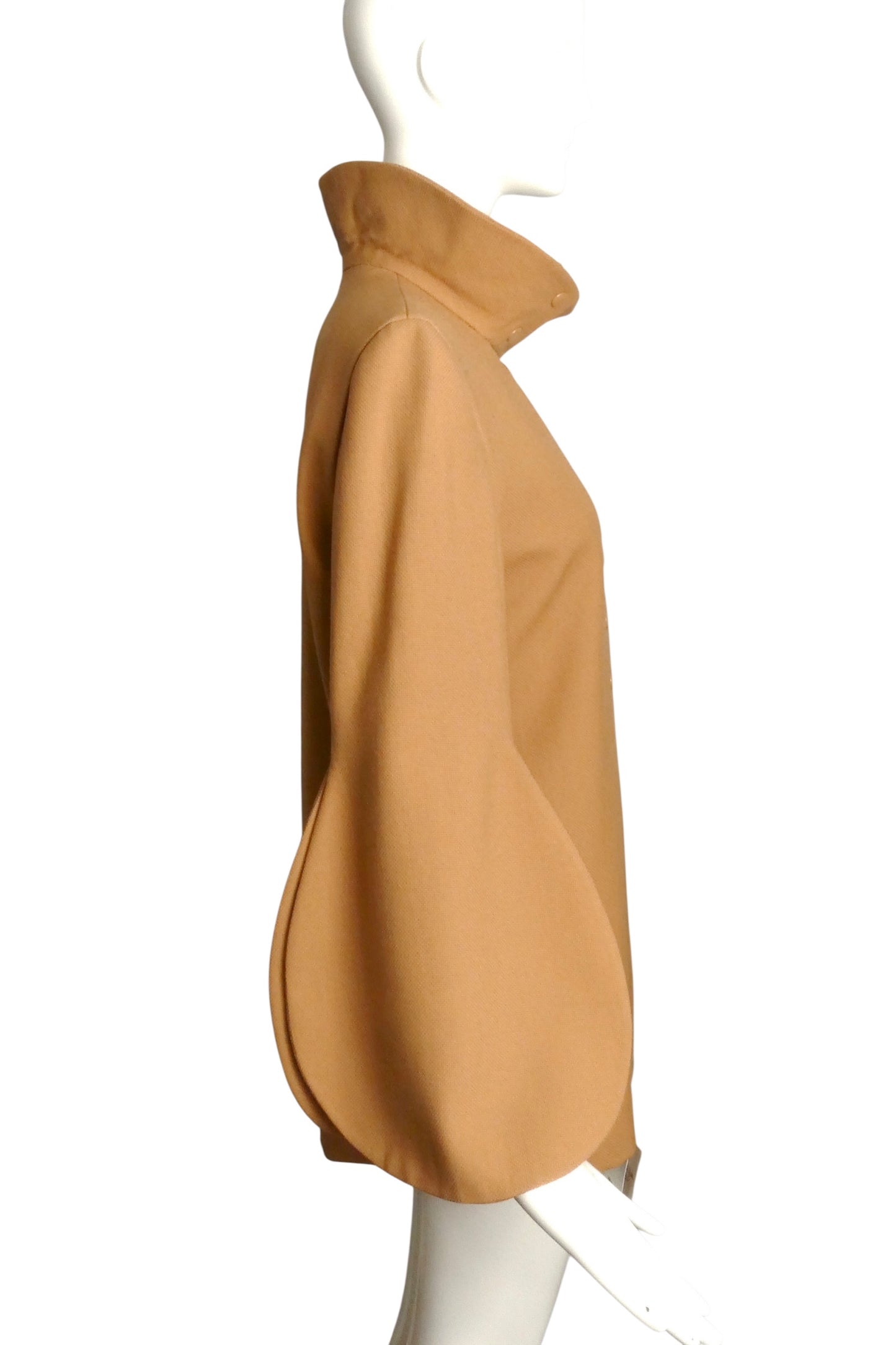 PIERRE CARDIN (HAUTE COUTURE)-1991 Beige Wool Sculpted Jacket, Size-8