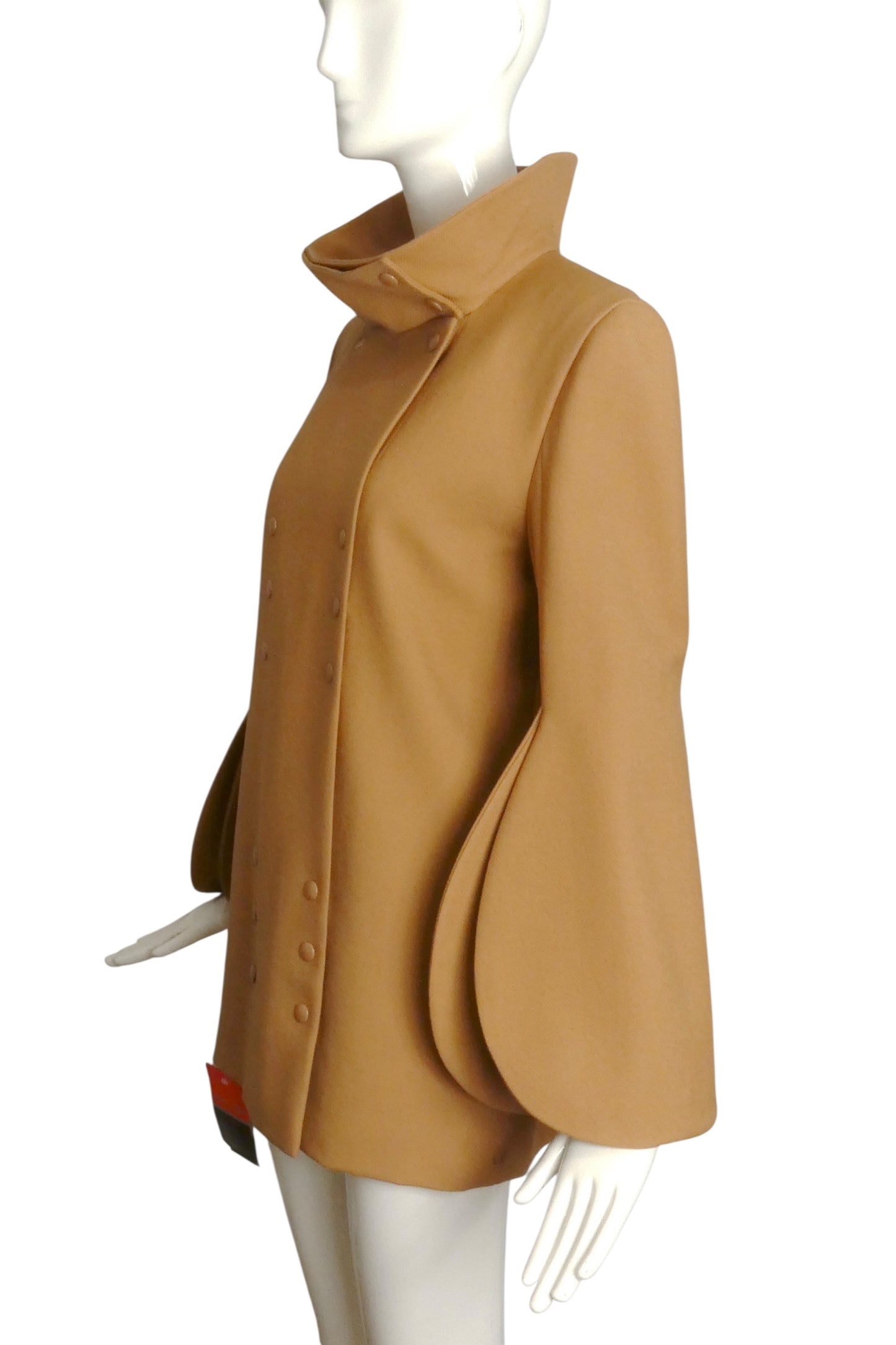 PIERRE CARDIN (HAUTE COUTURE)-1991 Beige Wool Sculpted Jacket, Size-8