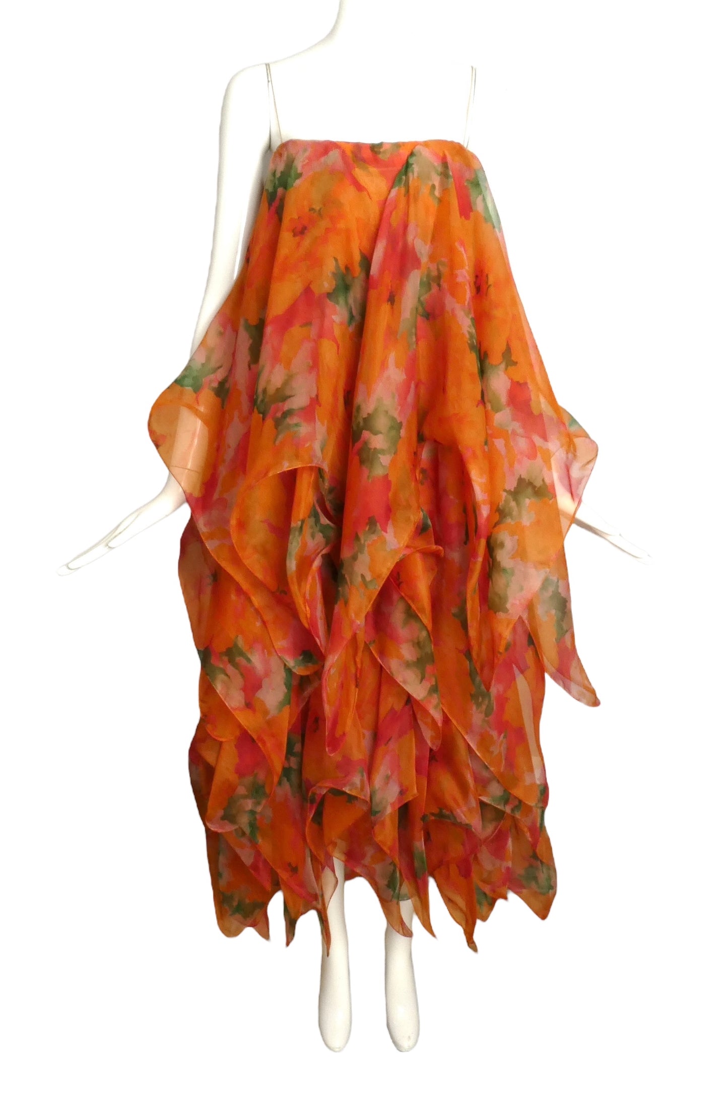 PIERRE CARDIN (HAUTE COUTURE) -1994 Printed Organza Evening Dress, Size 4