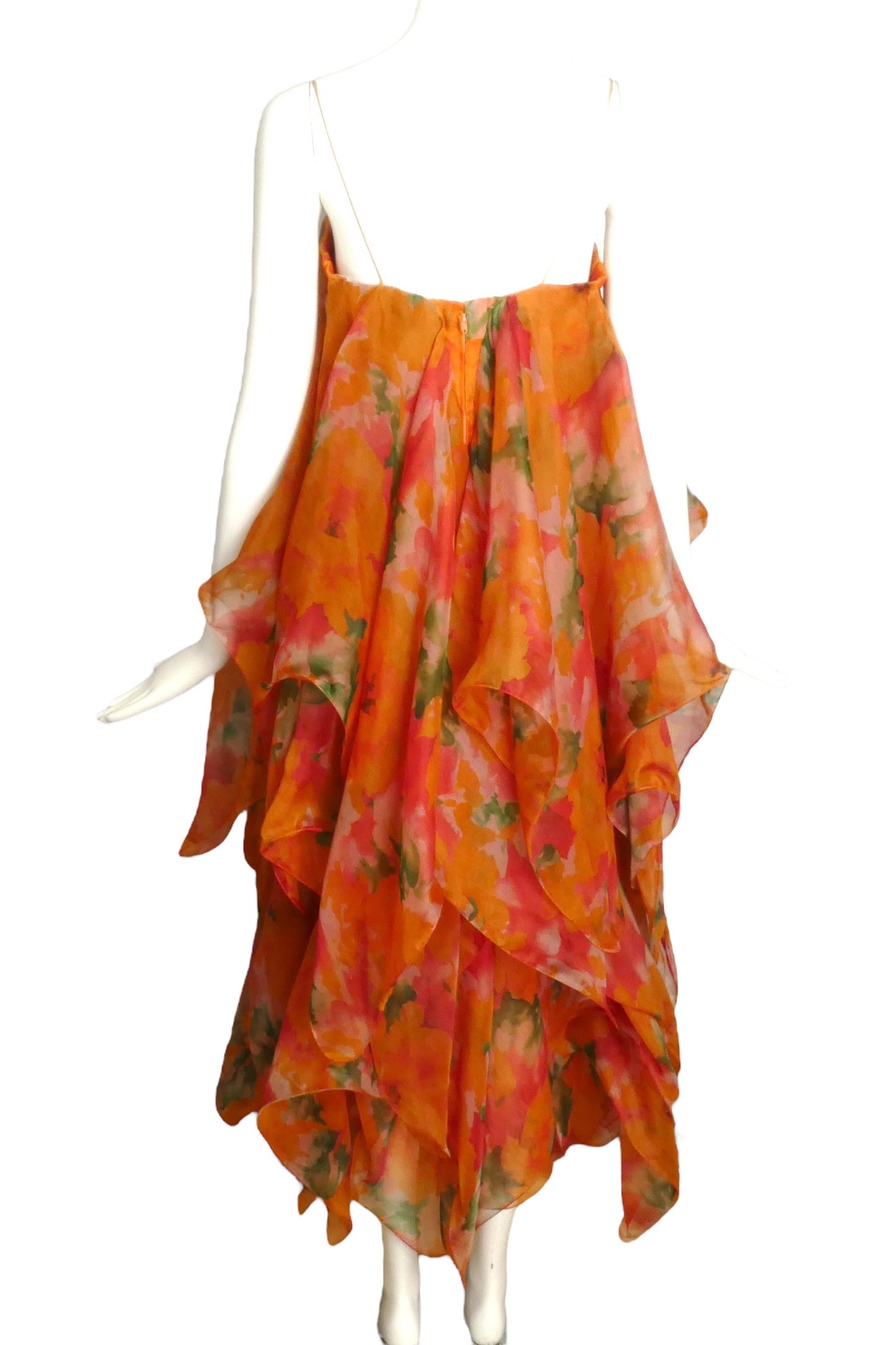 PIERRE CARDIN (HAUTE COUTURE) -1994 Printed Organza Evening Dress, Size 4