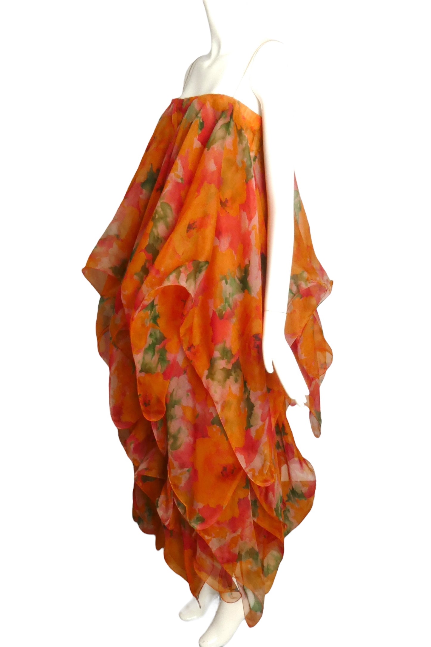 PIERRE CARDIN (HAUTE COUTURE) -1994 Printed Organza Evening Dress, Size 4