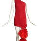 PIERRE CARDIN EVOLUTION-2000 Red Knit & Feather Dress, Size-2