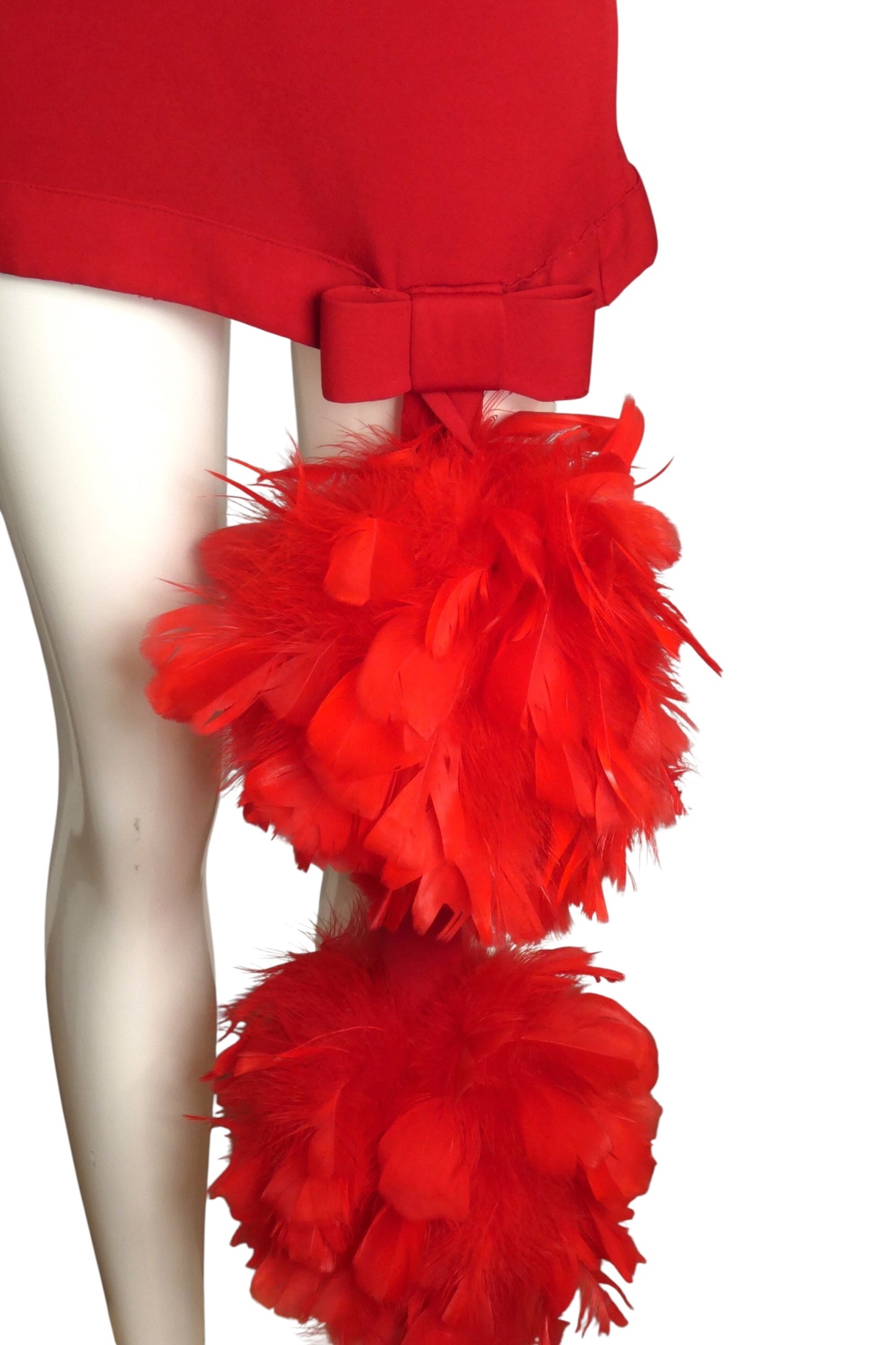 PIERRE CARDIN EVOLUTION-2000 Red Knit & Feather Dress, Size-2