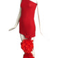 PIERRE CARDIN EVOLUTION-2000 Red Knit & Feather Dress, Size-2