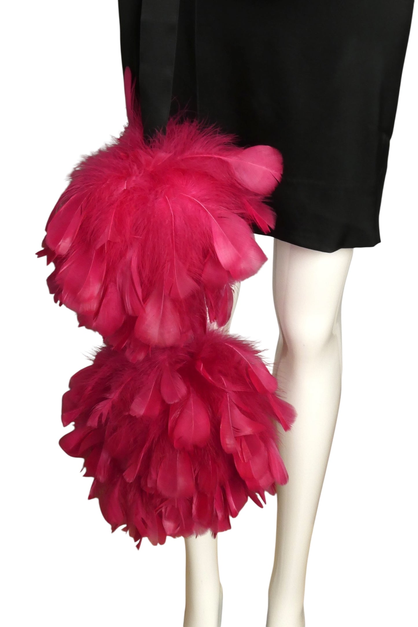PIERRE CARDIN (HAUTE COUTURE)-2000 2pc Satin Knit & Feather Dress, Size-4
