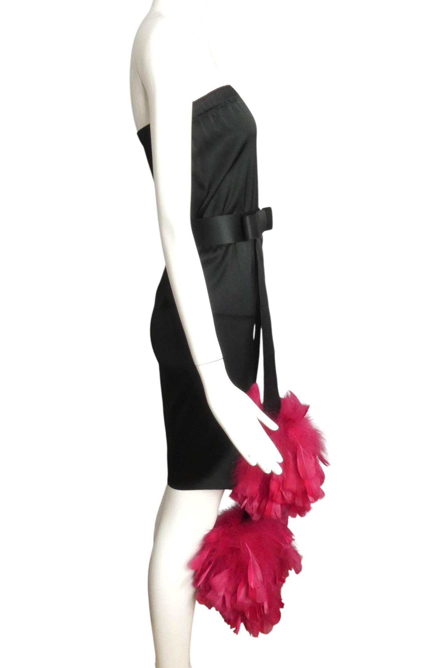 PIERRE CARDIN (HAUTE COUTURE)-2000 2pc Satin Knit & Feather Dress, Size-4