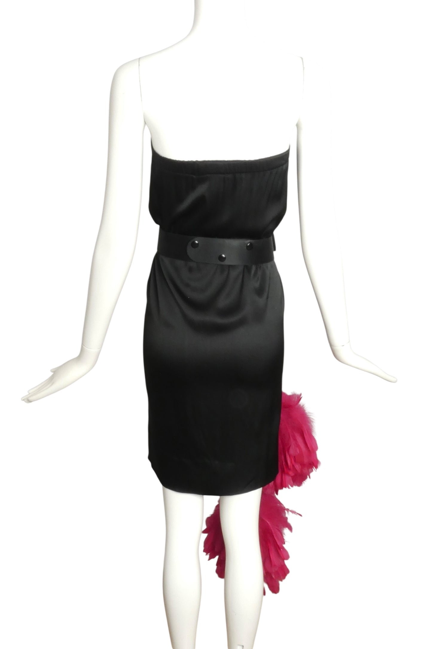PIERRE CARDIN (HAUTE COUTURE)-2000 2pc Satin Knit & Feather Dress, Size-4